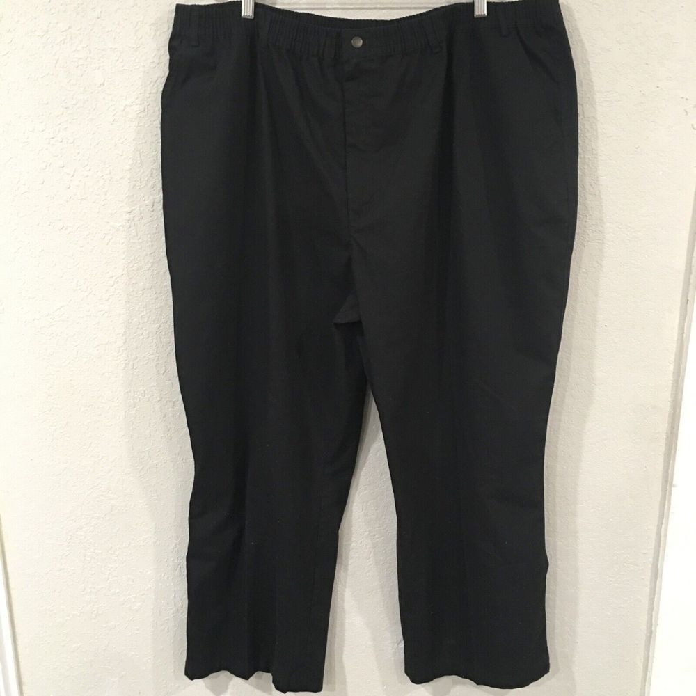 Haband Casual Joe's Men Sz 52x29 Pants Black Straight Elastic Waistband Preppy